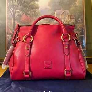 RARE DOONEY & BOURKE FUCHSIA WHIP STITCH , SMALL FLORENTINE SATCHEL NEW W TAGS